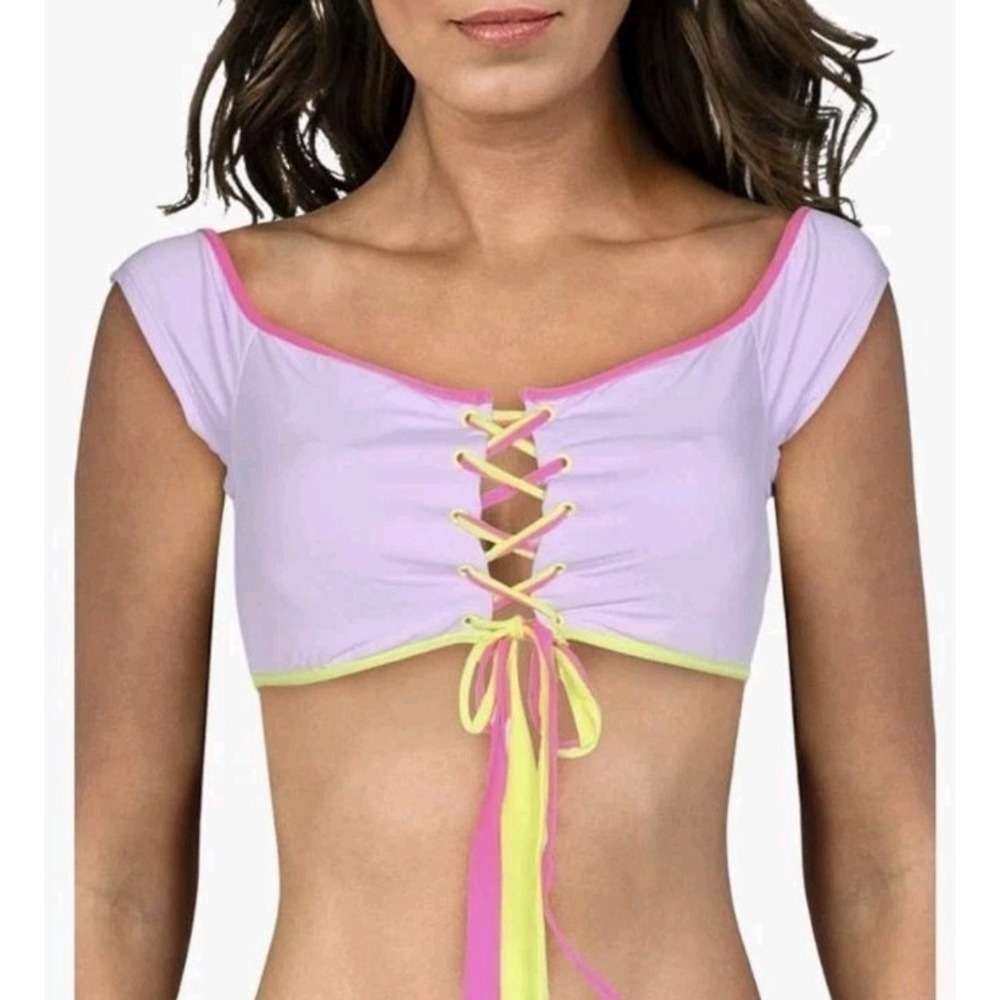 BCBGeneration Women M Standard Strappy‎ Front Off The Shoulder Swim Bikini Top